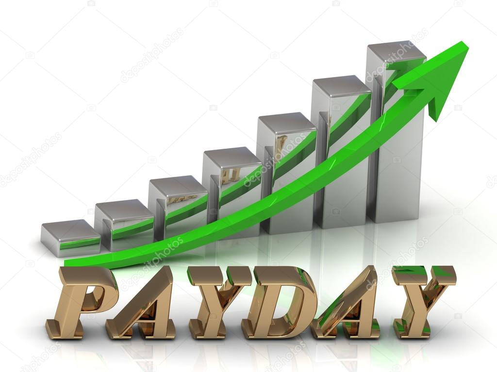 PAYDAY- inscription of gold letters and Graphic growth 