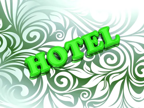 HOTEL letras de cor brilhante no ornamento verde agradável — Fotografia de Stock