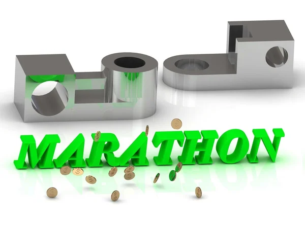 Maraton-kelime renkli harfler ve gümüş ayrıntıları — Stok fotoğraf