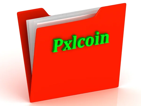 Pxlcoin- bright green letters on red paperwork folder — Stock Photo, Image