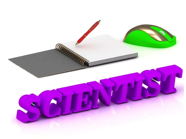 SCIENTIST яркая буква объема и копия с красной ручкой — стоковое фото