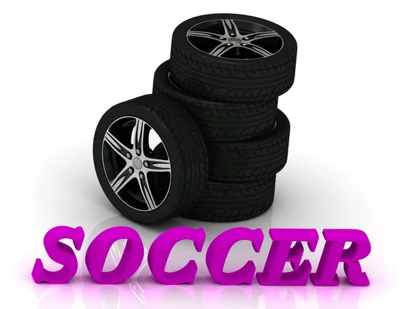 Futbol - parlak harfler ve jant makinesi siyah jantlar — Stok fotoğraf