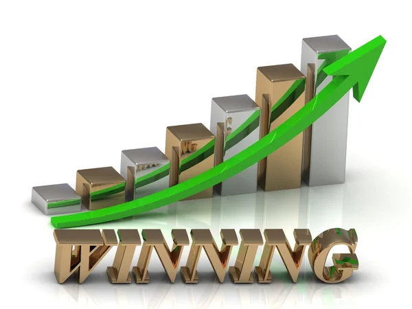 WINNING- inscription of gold letters and Graphic growth — Stock Photo, Image
