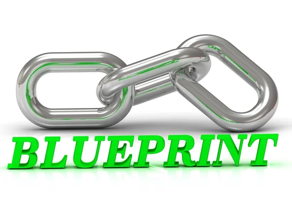 BLUEPRINT- inscription of color letters and Silver chain — Stock Photo, Image