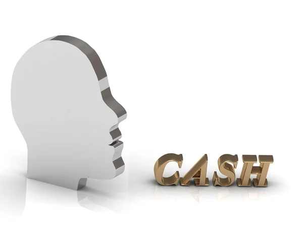 CASH bright color letters and silver head mind — Stock Photo, Image