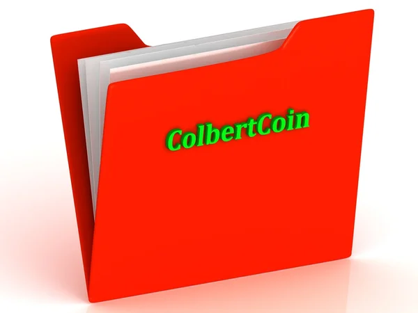 ColbertCoin- letras verdes brillantes en una carpeta de oro —  Fotos de Stock