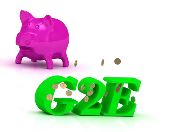 G2E brillante de letras verdes y rosa Piggy — Foto de Stock