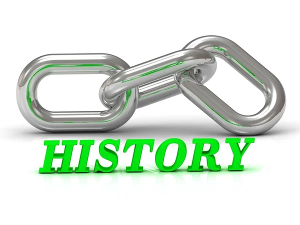 HISTORY- inscription of color letters and Silver chain — Stock Photo, Image