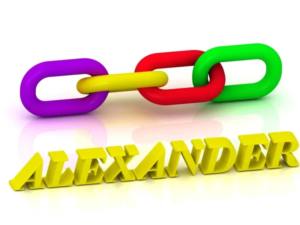 Alexander - adı ve aile parlak sarı harfler — Stok fotoğraf