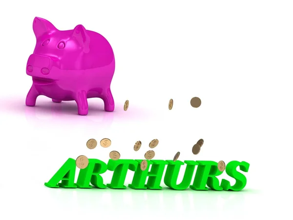 ARTHURS brilhante de letras verdes e rosa Piggy — Fotografia de Stock