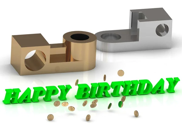 HAPPY BIRTHDAY words of color letters and silver details — Stock Photo, Image