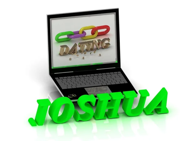 Joshua - jméno a rodina světlé dopisy poblíž Notebook — Stock fotografie