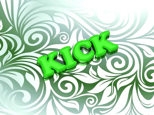 KICK letras de color brillante en bonito ornamento verde —  Fotos de Stock