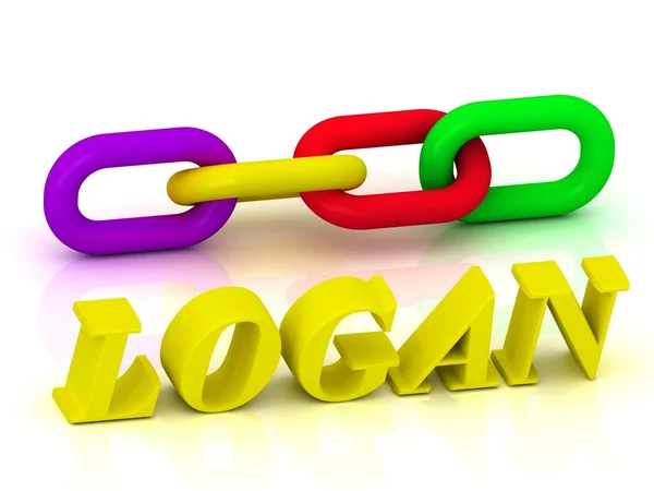 Logan - namn och familj av ljusa gula bokstäver — Stockfoto