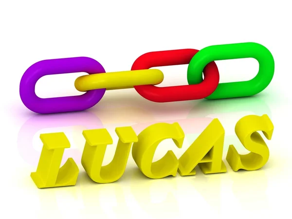 LUCAS- Name and Family of bright yellow letters — Stock Photo, Image