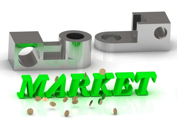 Market- words of color letters and silver details — Stock Photo, Image