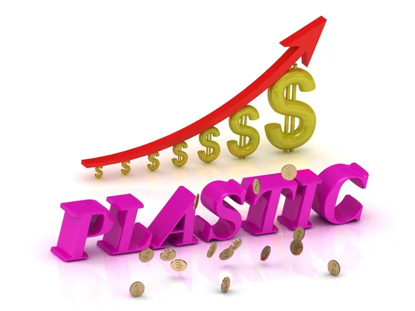 PLASTIC bright color letters and graphic growing dollars — Stock Photo, Image