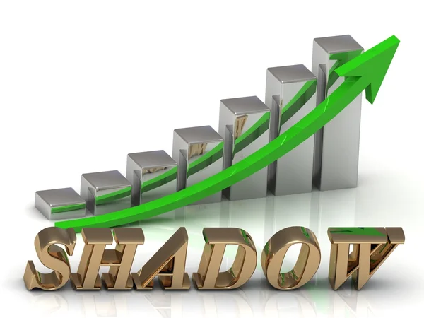 Schatten - Beschriftung von Goldbuchstaben und grafisches Wachstum — Stockfoto