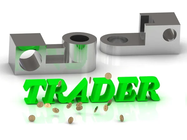 Trader2 - inscriptie van kleur brieven en zilveren details — Stockfoto