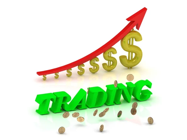 TRADING- bright color letters and graphic growing dollars — Stock Photo, Image