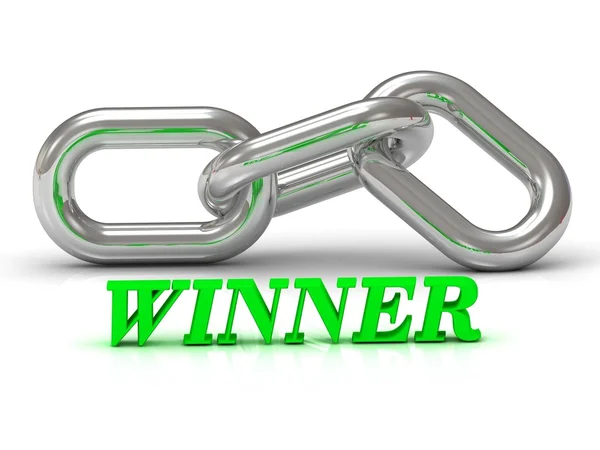 WINNER- inscription of color letters and Silver chain — Stock Photo, Image