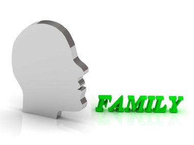 Aile - parlak renkli harfler ve gümüş baş mind 