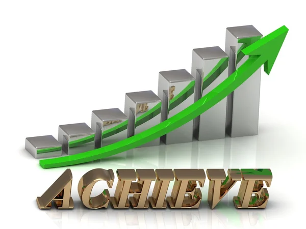 ACHIEVE- inscription of gold letters and Graphic growth — Stock Photo, Image