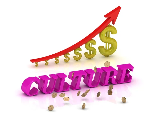 CULTURE bright color letters and graphic growing dollars — Stock Photo, Image