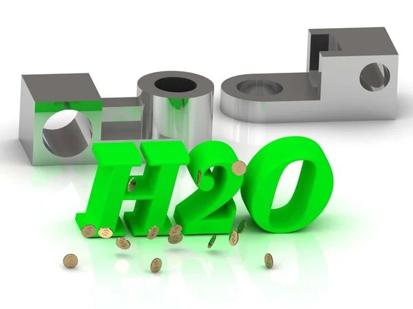 H2O - woorden van kleur letters en zilveren details — Stockfoto