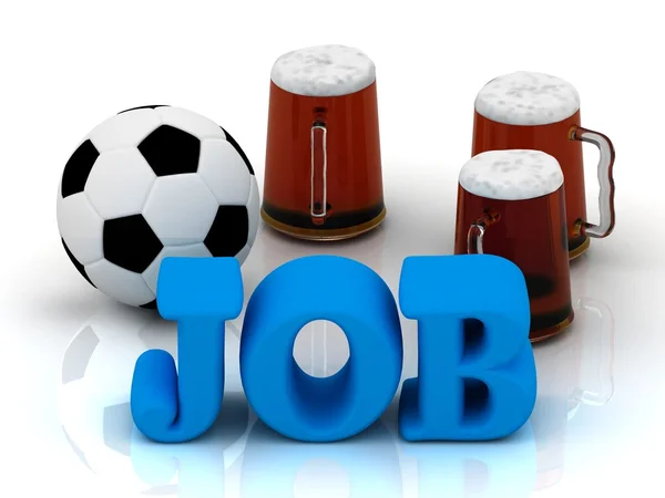 JOB parola brillante, calcio, 3 tazza di birra su — Foto Stock