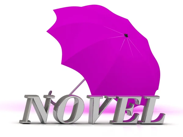 NOVEL- inscription of silver letters and umbrella — Stock Photo, Image