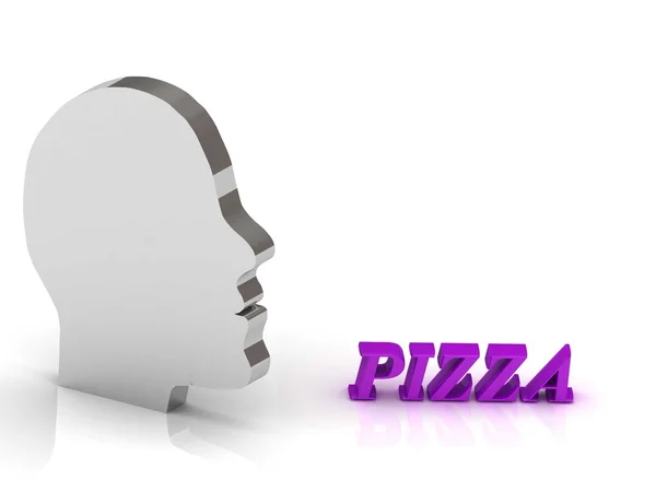 Πίτσα φωτεινό χρώμα γράμματα και ασημένιο κεφάλι μυαλό — Φωτογραφία Αρχείου