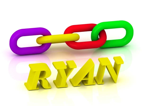 RYAN- ชื่อและครอบครัวของตัวอักษรสีเหลืองสดใส — ภาพถ่ายสต็อก