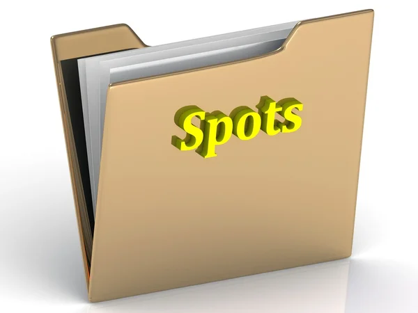 Spots- bright color letters on a gold folder — Stock Photo, Image