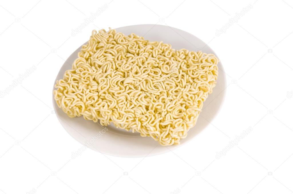 Instant noodles  on white
