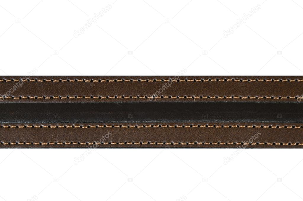 Brown leather belt fashion on white background