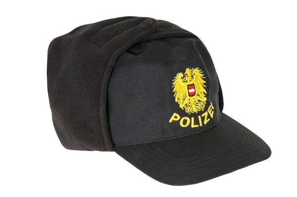 Шляпа австрийской полиции на белом фоне — стоковое фото