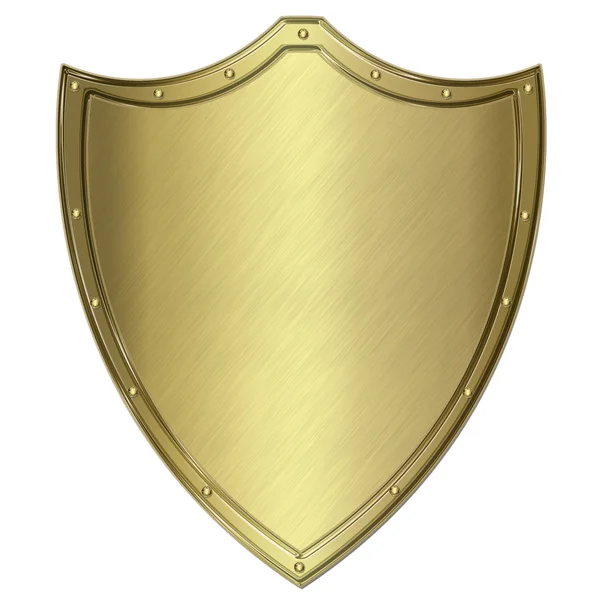 Golden metal shield or crest isolated on white — Stock Photo, Image