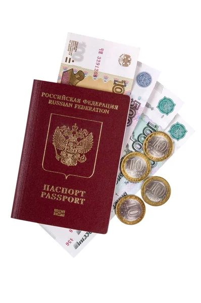 Le passeport international russe avec billets . — Photo