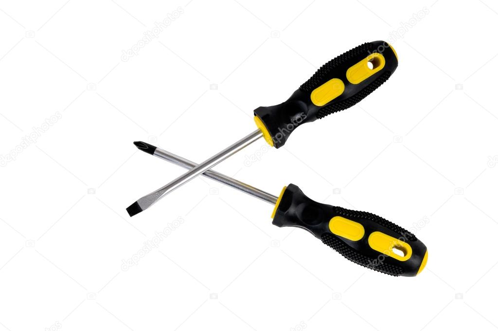 Two screw drivers isolated on white background