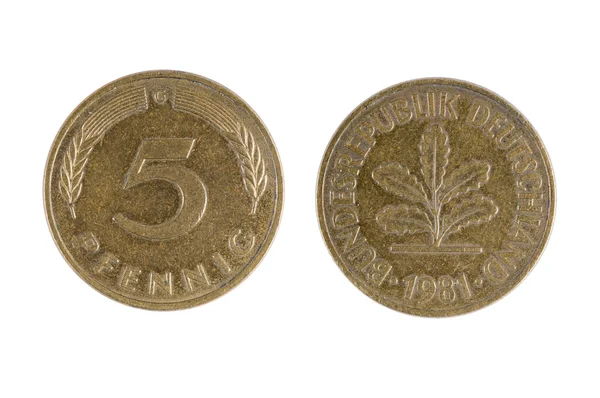 Fem Pfennig Tyskland 1981. — Stockfoto