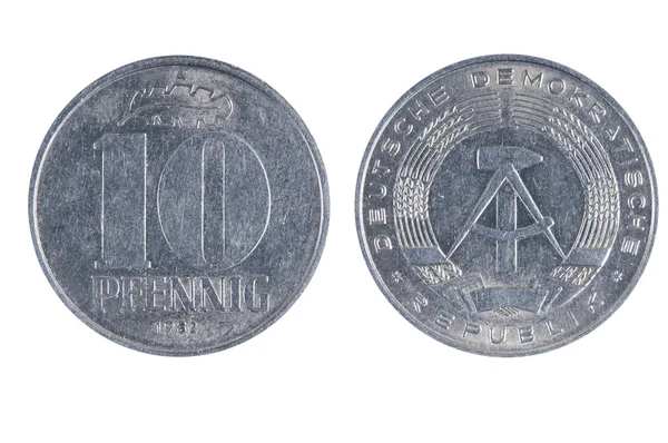 Východoněmecké deset štět mince. — Stock fotografie