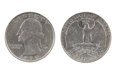 Amerikalı bir çeyrek dolar para.