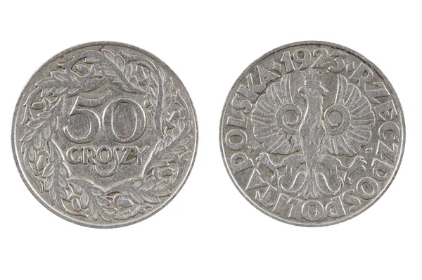 Alte Münze aus Polen. 50 grob von 1923. — Stockfoto
