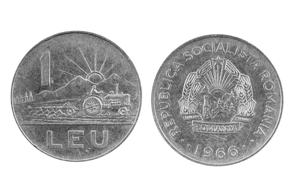 Old coin of Romania.Lei one. — Stock Photo, Image