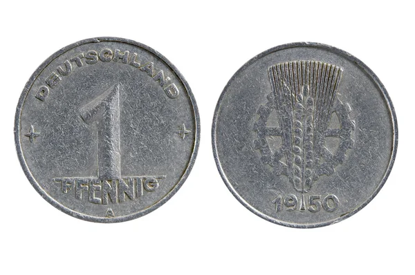 Старі монети один pfenning Німеччини. — стокове фото