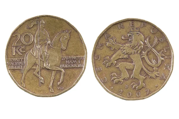 Mynt av den tjeckiska Republic.20 Czk. — Stockfoto