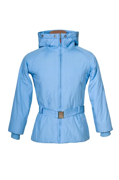 Blaue Jacke der Frau isoliert auf weißem Hintergrund — Stockfoto