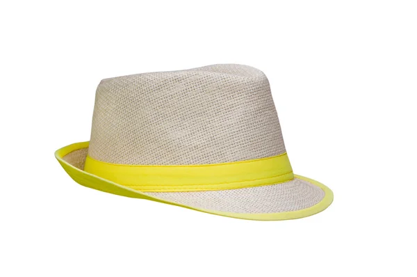 Chapéu de palha de verão isolado sobre fundo branco — Fotografia de Stock