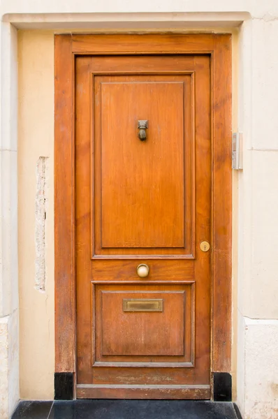 Vstupní dřevěné dveře na bílém pozadí. — Stock fotografie
